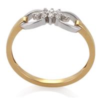Помолвочное кольцо из белого и желтого золота 750 пробы с 8 бриллиантами 0,1 карат