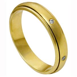 Обручальное кольцо  с бриллиантами крутящееся из желтого золота 585 пробы, артикул R-1256