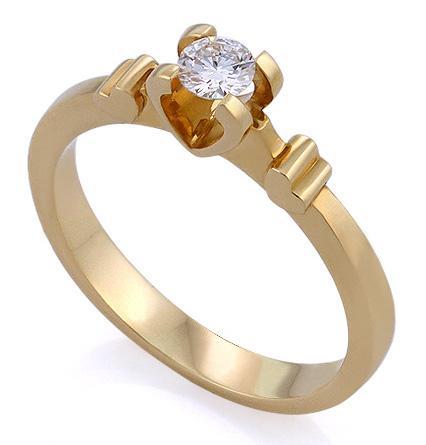 Кольцо с бриллиантом 0,25 ct 4/5 желтое золото, артикул R-КК 019025
