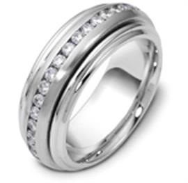 Обручальное кольцо с бриллиантами крутящееся из белого золота 585 пробы серия "Diamond", артикул R-1216