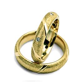 Обручальные кольца парные с бриллиантами из золота 585 пробы, артикул R-ТС 13