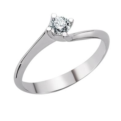 Помолвочное кольцо с 1 бриллиантом 0,15 ct 2/4 из белое золото 750° 