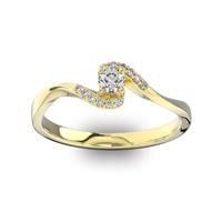 Помолвочное кольцо с 1 бриллиантом 0,15 ct 4/5  и 12 бриллиантами 0,04 ct 4/5 из желтого золота 585°
