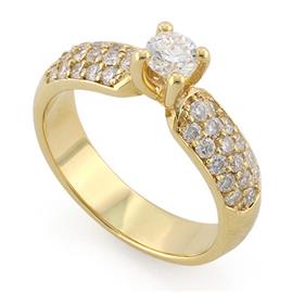 Помолвочное кольцо с 33 бриллиантами 0,68 ct (центр 1 бриллиант 0,20 ct 5/5 и 32 бриллианта 0,48 ct 4/5  из желтого золота 585°, артикул R-L1929-1 0.2