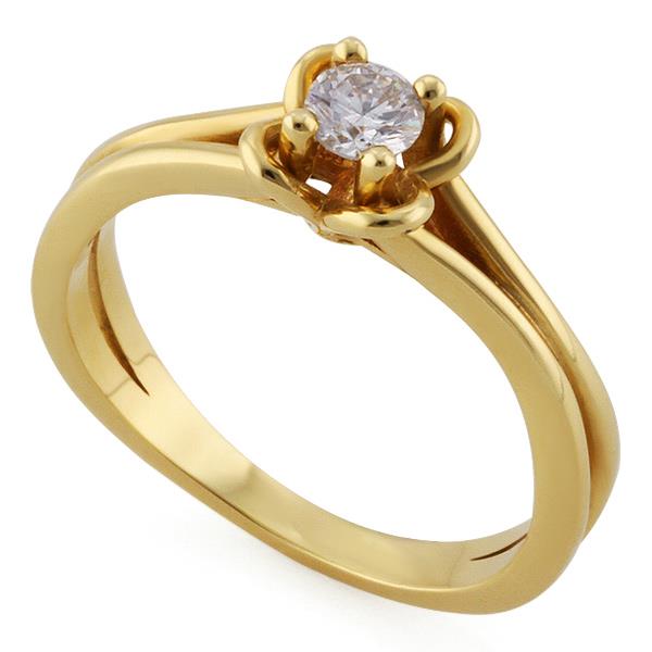 Помолвочное кольцо с 1 бриллиантом 0,20 ct 4/5 желтое золото, артикул R-ЯК048-1