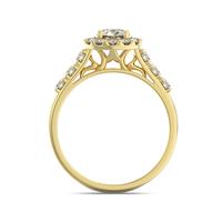 Помолвочное кольцо с 1 бриллиантом 0,45 ct 4/5  и 18 бриллиантами 0,45 ct 4/5 из желтого золота 585°