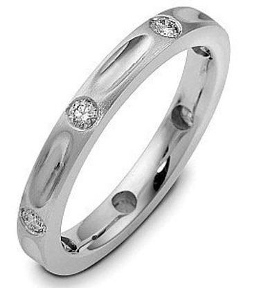 Обручальное кольцо  с бриллиантами 0,14 карат белое золото, артикул R-1884