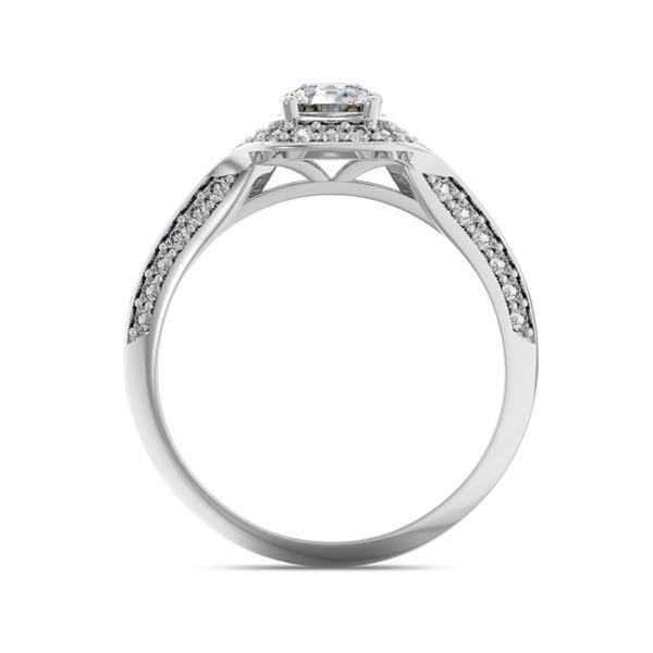 Помолвочное кольцо с 1 бриллиантом 0,45 ct 4/5  и 40 бриллиантами 0,28 ct 4/5 из белого золота 585°