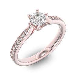 Помолвочное кольцо с 1 бриллиантом 0,3 ct 4/5  и 16 бриллиантами 0,12 ct 4/5 из розового золота 585°, артикул R-D42592-3