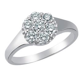Помолвочное кольцо с 1 бриллиантом 0,09 ct 3/5 и 6 бриллиантов 0,46 ct 3/5 из белого золота, артикул R-DRN12494-01