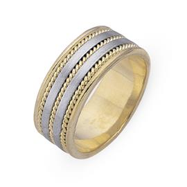 Обручальное кольцо из двухцветного золота 585 пробы, артикул R-СЕ010