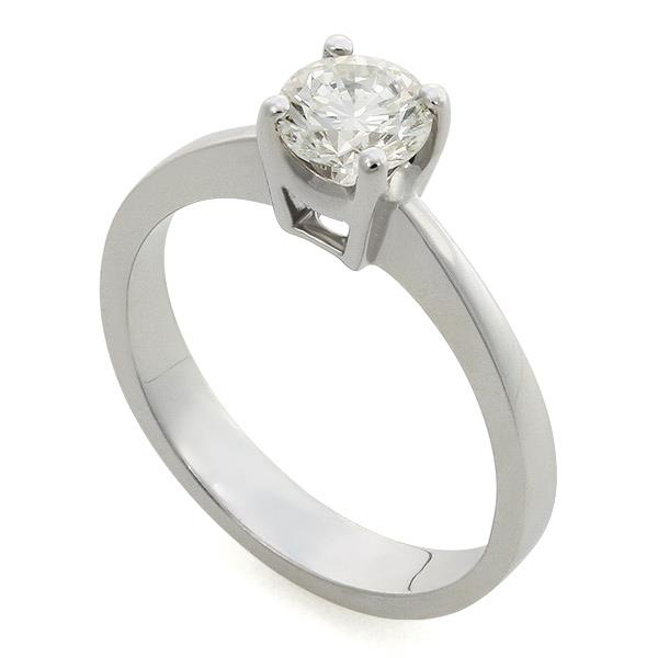 Помолвочное кольцо с 1 бриллиантом 0,74 ct 6/5 белое золото, артикул R-TRN04224-001