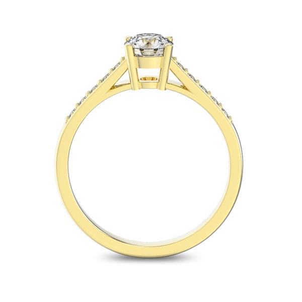 Помолвочное кольцо 1 бриллиантом 0,5 ct 4/5 и 10 бриллиантами 0,15 ct 4/5 из желтого золота 585°