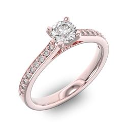 Помолвочное кольцо с 1 бриллиантом 0,35 ct 4/5  и 18 бриллиантами 0,14 ct 4/5 из розового золота 585°, артикул R-D42596-3