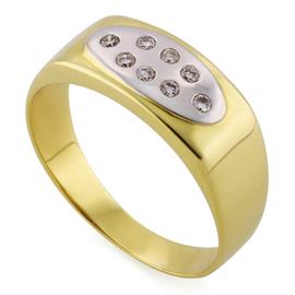 Мужское кольцо из желтого и белого золота 585 пробы с 8 бриллиантами 0,11 карат, артикул R-300-791