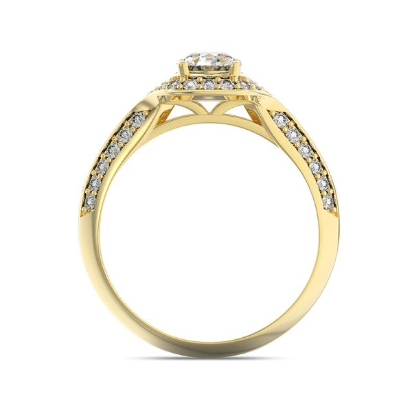 Помолвочное кольцо с 1 бриллиантом 0,45 ct 4/5  и 40 бриллиантами 0,28 ct 4/5 из желтого золота 585°