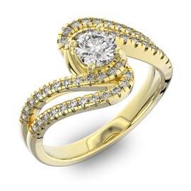 Помолвочное кольцо с 1 бриллиантом 0,45 ct 4/5  и 48 бриллиантами 0,38 ct 4/5 из желтого золота 585°, артикул R-D42599-1