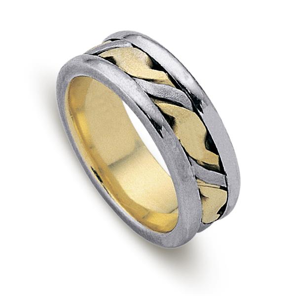 Обручальное кольцо из двухцветного золота 585 пробы, артикул R-ДК 022