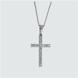 Подвеска золотая в форме православного креста с бриллиантами с цепочкой, артикул R-DNK02793-001