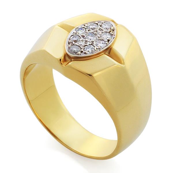 Мужское кольцо с 9 бриллиантами 0,28 ct 3/6 из желтого золота, артикул R-6461