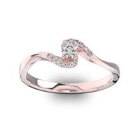 Помолвочное кольцо с 1 бриллиантом 0,15 ct 4/5  и 12 бриллиантами 0,04 ct 4/5 из розового золота 585°