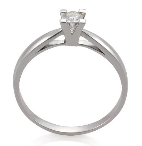 Помолвочное кольцо из белого и золота 750 пробы с 1 бриллиантом 0,13 карат 