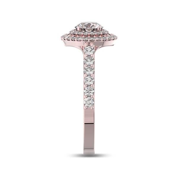 Помолвочное кольцо с 1 бриллиантом 0,45 ct 4/5  и 56 бриллиантами 0,37 ct 4/5 из розового золота 585°