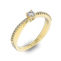 Помолвочное кольцо с 1 бриллиантом 0,1 ct 4/5  и 22 бриллиантами 0,06 ct 4/5 из желтого золота 585°