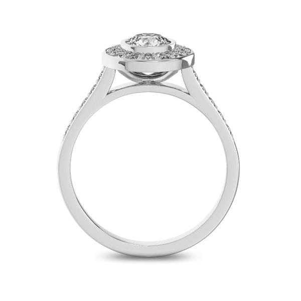 Помолвочное кольцо с 1 бриллиантом 0,45 ct 4/5  и 24 бриллиантами 0,3 ct 4/5 из белого золота 585°