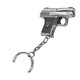 Брелок Пистолет объёмный из серебра 925°, артикул R-110263