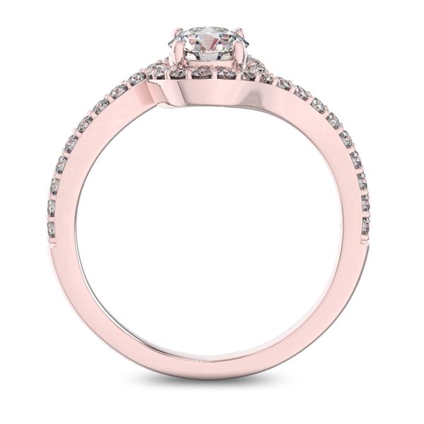 Помолвочное кольцо с 1 бриллиантом 0,45 ct 4/5  и 32 бриллиантами 0,22 ct 4/5 из розового золота 585°