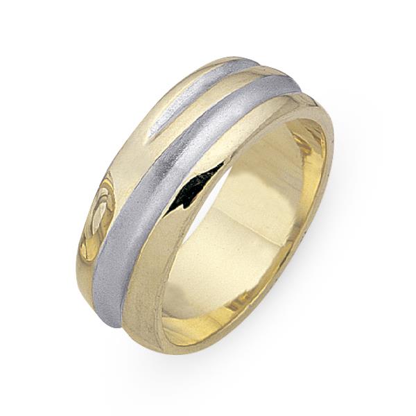 Обручальное кольцо из двухцветного золота 585 пробы, артикул R-СЕ025