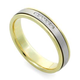 Обручальное кольцо  с бриллиантами из белого и желтого золота 585 пробы, артикул R-F 1068