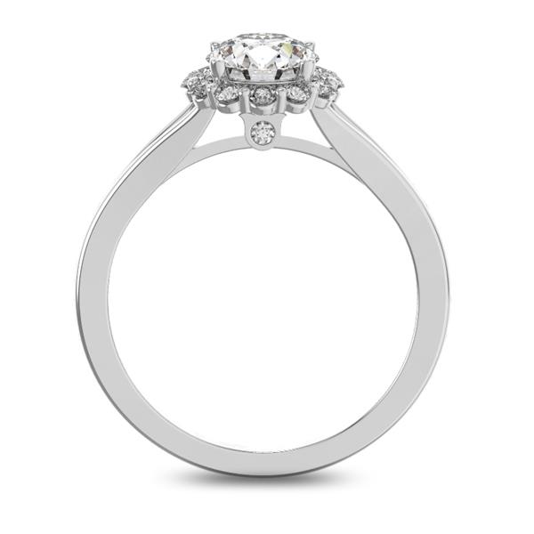 Помолвочное кольцо с 1 бриллиантом 0,7 ct 4/5  и 14 бриллиантами 0,17 ct 4/5 из белого золота 585°