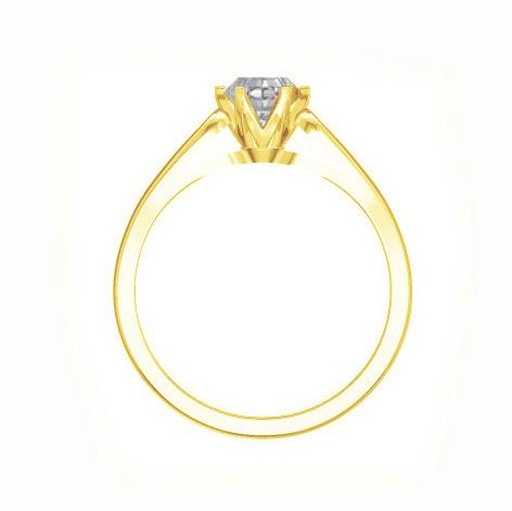 Помолвочное кольцо с 1 бриллиантом 0,19 ct 4/5  из желтого золота 585°