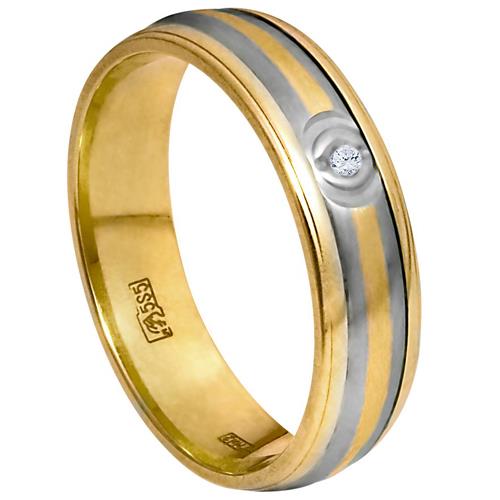 Обручальное кольцо из золота 585 пробы с бриллиантом, артикул R-1313