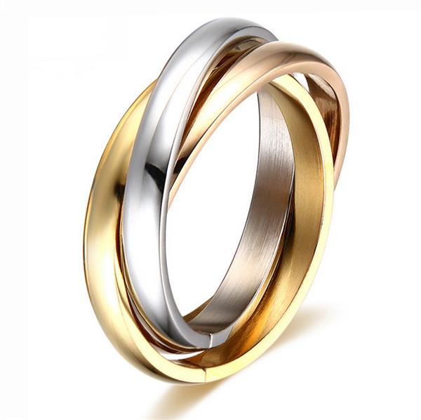 Обручальное кольцо дизайнерское из желтого, белого и розового золота, комфортная посадка