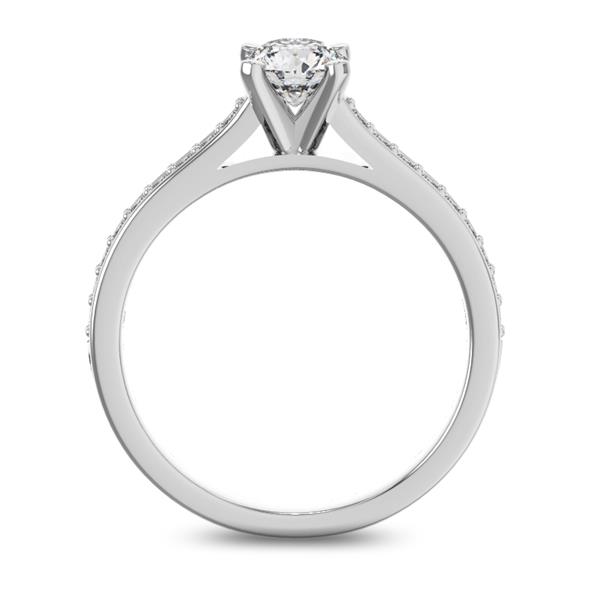 Кольцо с 1 бриллиантом 0,35 ct 4/5  и 18 бриллиантами 0,14 ct 4/5 из белого золота 585°