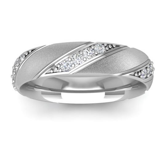 Обручальное кольцо дизайнерское из белого золота с бриллиантами