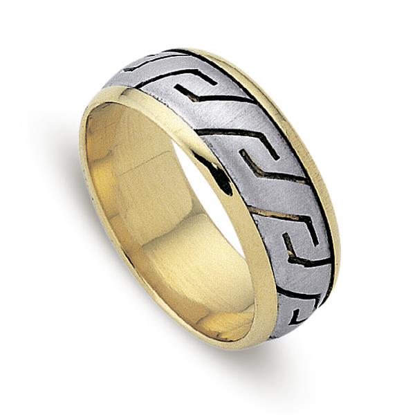 Обручальное кольцо из двухцветного золота 585 пробы, артикул R-ДК 036