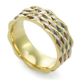 Обручальное кольцо из двухцветного золота 585 пробы, артикул R-ДК 009