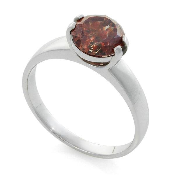 Помолвочное кольцо с 1 коричневым бриллиантом 1,76 ct фантазийного коричневого цвета белое золото сертификат SGC