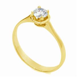 Помолвочное кольцо с 1 бриллиантом 0,40 ct 6/6 из жёлтого золота  750°, артикул R-НП 005