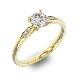 Помолвочное кольцо с 1 бриллиантом 0,45 ct 4/5  и 6 бриллиантами 0,03 ct 4/5 из желтого золота 585°, артикул R-D34170-1
