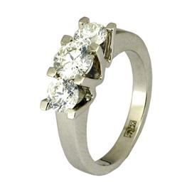 Помолвочное кольцо из белого золота 750 пробы с 1 круглым бриллиантом весом 0,3 карат и 2 бриллиантами 0,36 карат, артикул R-DRN07030-01