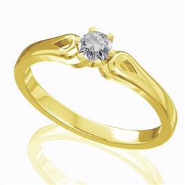 Помолвочное кольцо с 1 бриллиантом 0,19 ct 4/5  из желтого золота 585°, артикул R-D40074-1