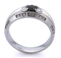 Мужское кольцо с черным бриллиантом 0,42 ct и 24 белыми бриллиантами 0,22 ct 4/4 из белого золота