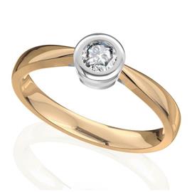 Кольцо с 1 бриллиантом 0,25 ct 4/5  из белого и розового золота 585°, артикул R-D42784-3
