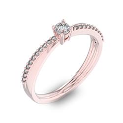 Помолвочное кольцо с 1 бриллиантом 0,1 ct 4/5  и 22 бриллиантами 0,06 ct 4/5 из розового золота 585°, артикул R-D34045-3