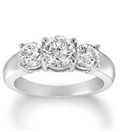 Помолвочное кольцо с 1 бриллиантом 0,40 ct 4/5  и 2 бриллианта 0,40 ct 4/5 из  белого золото 585°, артикул R-0212
